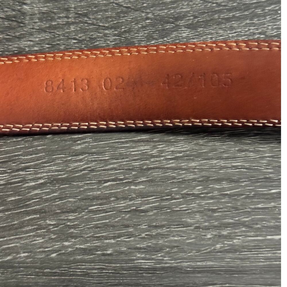Made In Italy Solid Brass Hardware Leather Black Cognac Full Grain Leather Belt - Picture 4 of 7